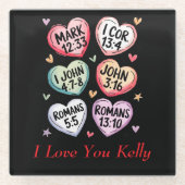 Christelijk Hart Valentijnse Bijbelverzen Ik hou v Glazen Onderzetter (Voorkant)