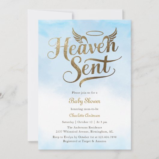 Christelijk Heaven Send Blue Clouds Boy Baby showe Kaart (Voorkant)