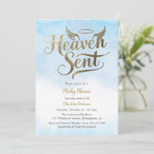 Christelijk Heaven Send Blue Clouds Boy Baby showe Kaart (Staand voorkant)