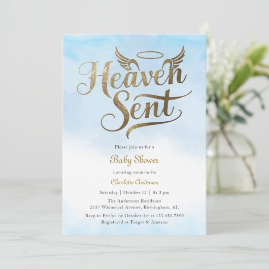 Christelijk Heaven Send Blue Clouds Boy Baby showe Kaart (Staand voorkant)