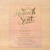 Christelijk Heaven Send Pink Clouds Girl Baby show Acryl Uitnodigingen (Voorkant)