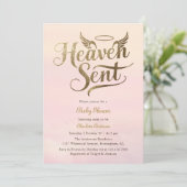 Christelijk Heaven Send Pink Clouds Girl Baby show Kaart (Staand voorkant)