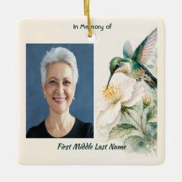 Christelijk Herdenking Kolibrie Witte Bloemen Keramisch Ornament