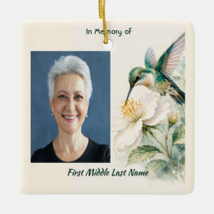 Christelijk Herdenking Kolibrie Witte Bloemen Keramisch Ornament