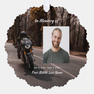 Christelijk herdenkings aangepaste foto motorrijde ornament kaart