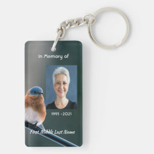 Christelijk herdenkingsfoto Blauwe Vogel Tuinvogel Sleutelhanger