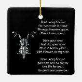 Christelijk herdenkingsfoto motorrijder keramisch ornament (Achterkant)