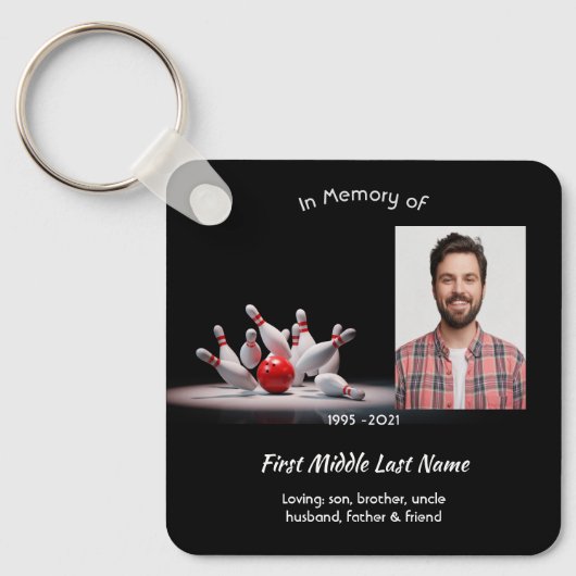 Christelijk herdenkingsgeschenk voor bowler sleutelhanger (Voorkant)