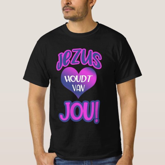 Christelijk heren t-shirt - Jezus houdt van jou (Voorkant)