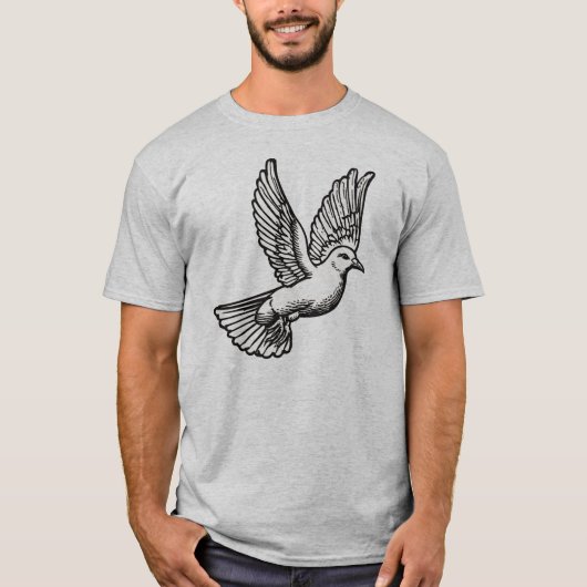 Christelijk heren T-shirt met duif (Voorkant)