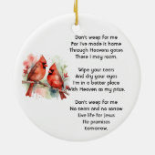 Christelijk herinneringsgeschenk Kardinaalvogel Keramisch Ornament (Achterkant)