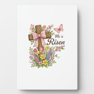 Christelijk- Hij is opgestaan Bloemenkruis Religie Fotoplaat
