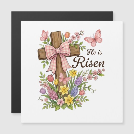 Christelijk- Hij Is Opgewekt Bloemkruis Religieus (Voorkant / Achterkant)