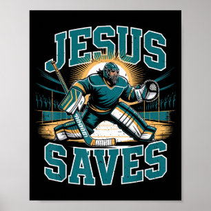 Christelijk Hockey Jezus Spaart Keeper Humor Relig Poster