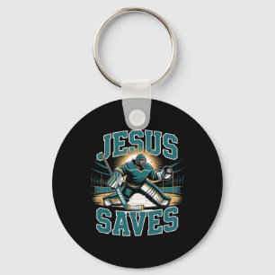 Christelijk Hockey Jezus Spaart Keeper Humor Relig Sleutelhanger