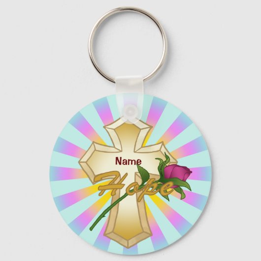 Christelijk Hope Roos Cross Sleutelhanger (Voorkant)