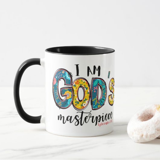 Christelijk I Am God's Masterstuk Voeg Naam toe Mok (Met donut)