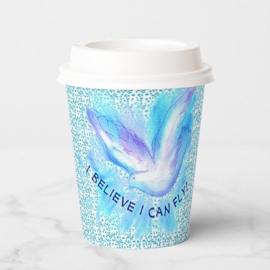 Christelijk I Can Fly Dove paper cup Papieren Bekers (Achterkant)