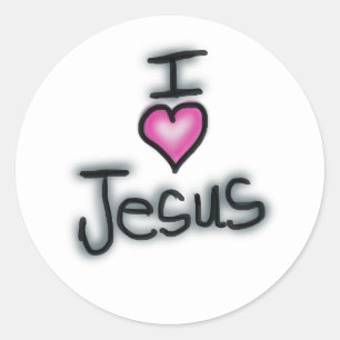 Christelijk ‘Ik hou van Jezus’ Roze Hart Ronde Sticker