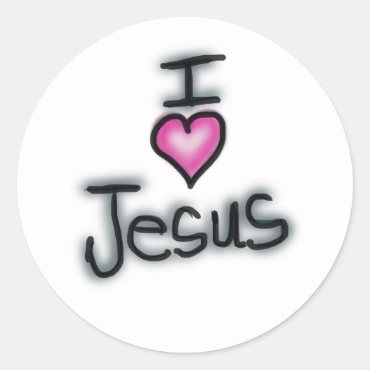 Christelijk ‘Ik hou van Jezus’ Roze Hart Ronde Sticker (Voorkant)