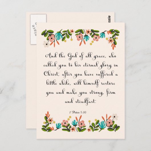 Christelijk inspirerend artikel - 1 Peter 5:10 Briefkaart (Voorkant / Achterkant)