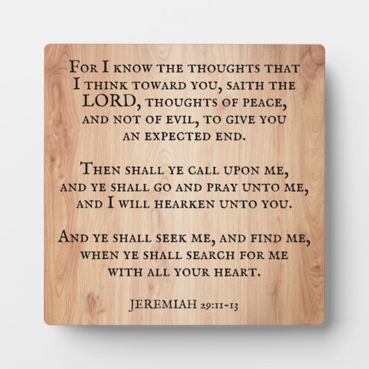 Christelijk Inspirerend Jeremia 29:11 Schrift Fotoplaat (Voorkant)