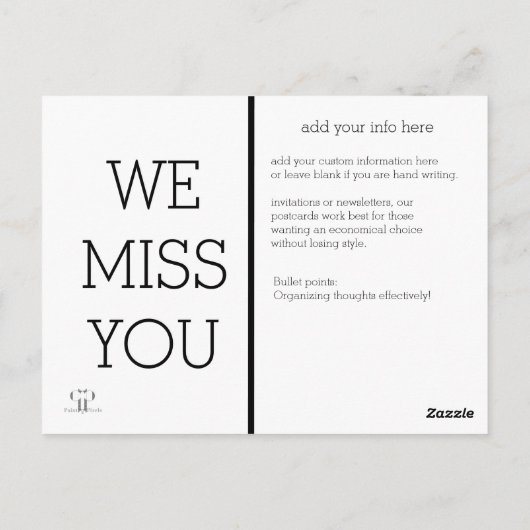 Christelijk is ze sterk | We missen je Briefkaart (Achterkant)