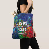 Christelijk JESUS GEEFT Abstract VREDE blauw Tote Bag (Dichtbij)