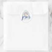 Christelijk Jesus Loves You Retro Rainbow Cross Ronde Sticker (Tas)