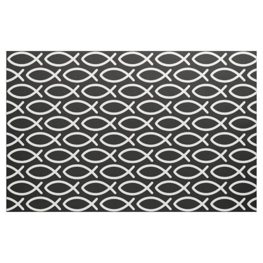 Christelijk Jezus Fish Pattern Black  Stof (Fat Quarter)