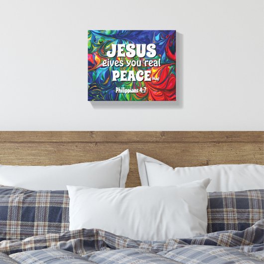 CHRISTELIJK JEZUS GEEFT JE ECHT RUST INSPIREREND CANVAS AFDRUK (Insitu (Slaapkamer))