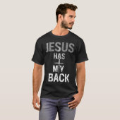 Christelijk Jezus heeft mijn rug (voor en achter) T-shirt (Voorkant volledig)
