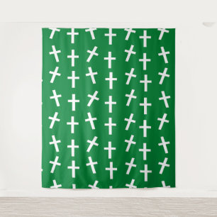 Christelijk Jezus kruisgroen patroon Wandkleed
