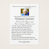 Christelijk Jezus Religieuze Sympathie Funeral Visitekaartje (Achterkant)