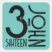 Christelijk Johannes 3:16 Bijbelvers Verdrietig Mi Vierkante Sticker (Voorkant)