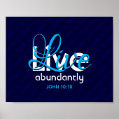 Christelijk JOHN 10:10 LEVEND ABUNDANLY Blue Poster (Voorkant)