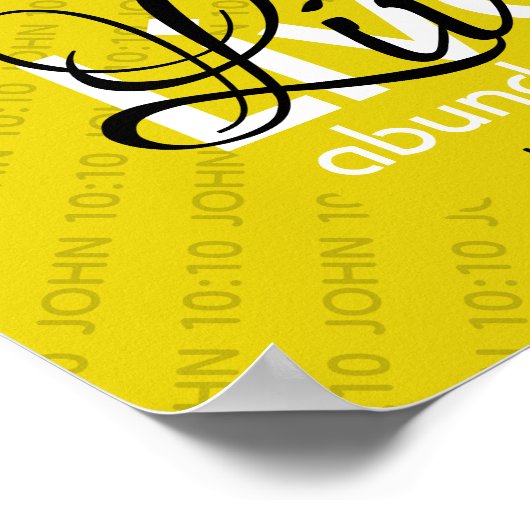 Christelijk JOHN 10:10 LEVEND ABUNDANTELIJK Geel Poster (Hoek)