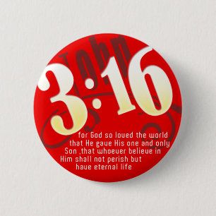 Christelijk - John 3:16 Ronde Button 5,7 Cm