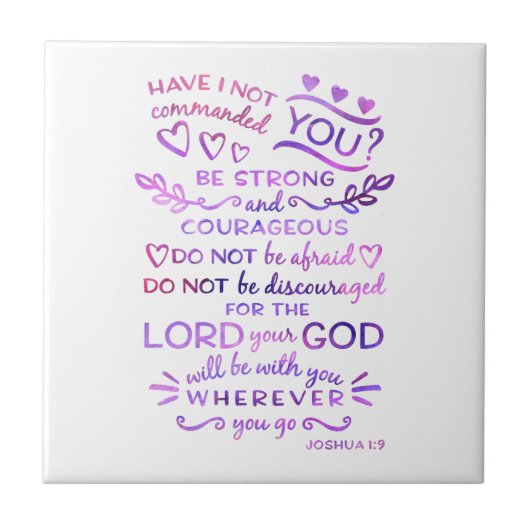 Christelijk Joshua 1:9 Bijbelkeramisch keramisch k Tegeltje (Voorkant)