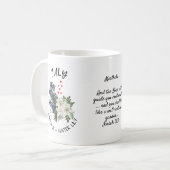 Christelijk JULI Geboortemaand Bloem Aangepaste na Koffiemok (Voorkant links)