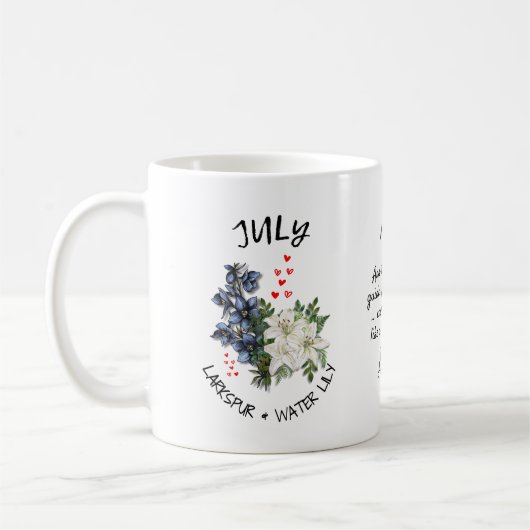 Christelijk JULI Geboortemaand Bloem Aangepaste na Koffiemok (Links)