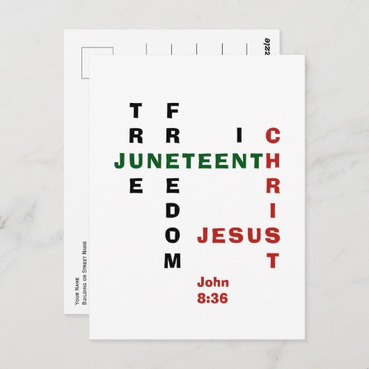 Christelijk JUNETEENTH Crossword Briefkaart (Voorkant / Achterkant)