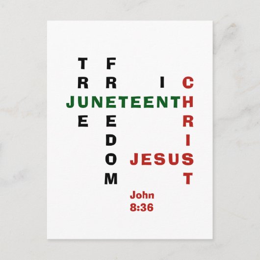 Christelijk JUNETEENTH Crossword Briefkaart (Voorkant)