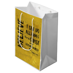 Christelijk kan ik alle dingen doen KJV Bijbelvers Medium Cadeauzakje