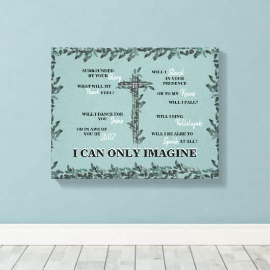 Christelijk kan ik me alleen maar cross lyric-gebl canvas afdruk (Insitu (Houten vloer))