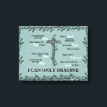 Christelijk kan ik me alleen maar cross lyric-gebl canvas afdruk<br><div class="desc">Ik kan alleen Afbeelding teksten. Foliage & Cross. Turkoois.</div>