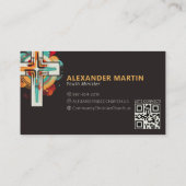 Christelijk Kerkkruis QR Code Modern Visitekaartje (Achterkant)
