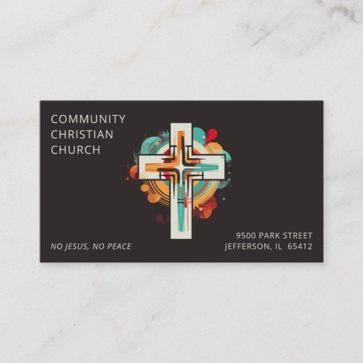 Christelijk Kerkkruis QR Code Modern Visitekaartje (Voorkant)