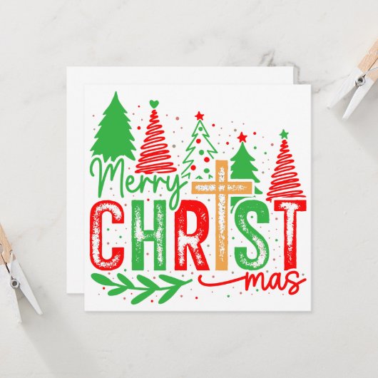 Christelijk kerst Wenskaart Kaart (Voorkant / Achterkant in situ)