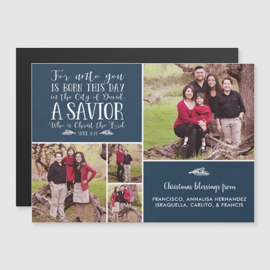 Christelijk kerstbijbel vers blauw vakantiefoto (Voorkant / Achterkant)